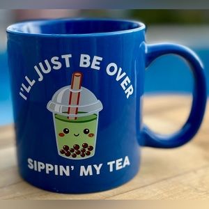 NWT Mad Engine “I’ll Be Over Here Sipping My Tea” Coffee Tea 14oz Blue Mug